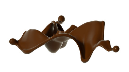 Splash of chocolate 3d illustration, 3d rendering.