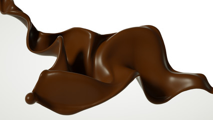 Splash of chocolate 3d illustration, 3d rendering.
