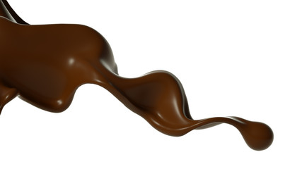 Splash of chocolate 3d illustration, 3d rendering.
