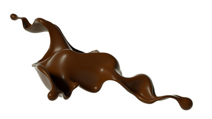 Splash of chocolate 3d illustration, 3d rendering.