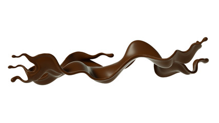 Splash of chocolate 3d illustration, 3d rendering.