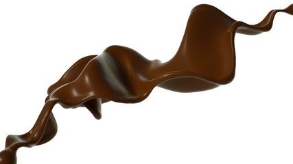 Splash of chocolate 3d illustration, 3d rendering.