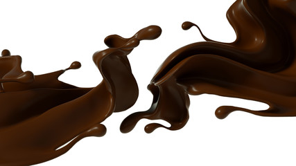 Fototapeta na wymiar Splash of chocolate 3d illustration, 3d rendering.