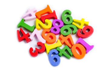 Math Number colorful on white background : Education study mathematics learning teach concept.