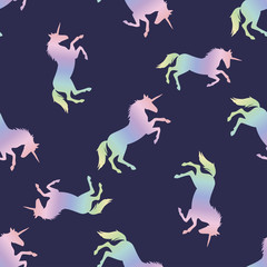Magic pegasus, unicorn fairy-tale animal vector pattern