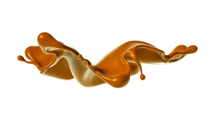 Splash of chocolate 3d illustration, 3d rendering.