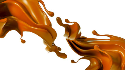 Splash of chocolate 3d illustration, 3d rendering.