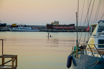 Sea yachts near the pier in Yalta in the Crimea.