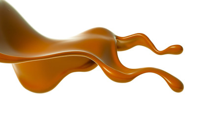 Splash of chocolate 3d illustration, 3d rendering.