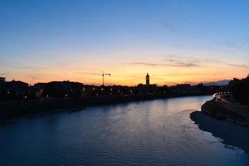 sunset at verona view from castelvecchio bridge