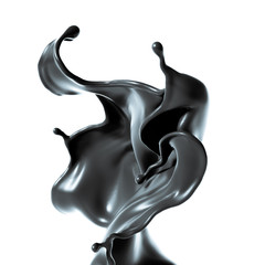 Splash of thick black liquid. 3d illustration, 3d rendering.