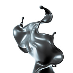 Splash of thick black liquid. 3d illustration, 3d rendering.