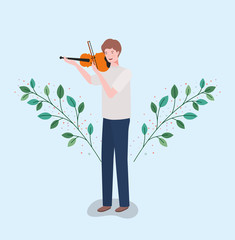 man playing fiddle instrument character