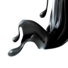 Splash of thick black liquid. 3d illustration, 3d rendering.