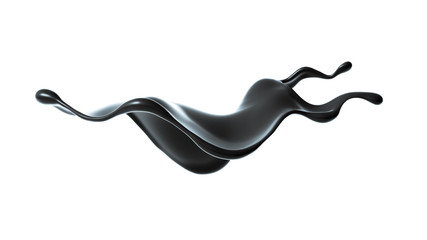 Splash of thick black liquid. 3d illustration, 3d rendering.