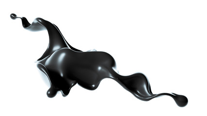 Splash of thick black liquid. 3d illustration, 3d rendering.