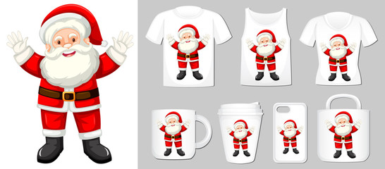 Graphic of Santa Claus on different product templates