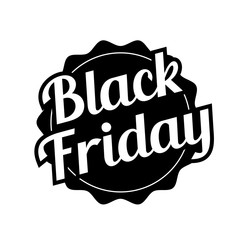 Logotipo con texto Black Friday en color blanco en estrella color negro