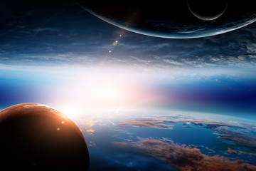Abstract planets and space background