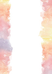 Watercolor vertical banner background with watercolor splash and spot frame. Template design for greeting cards, wedding cards, postcards