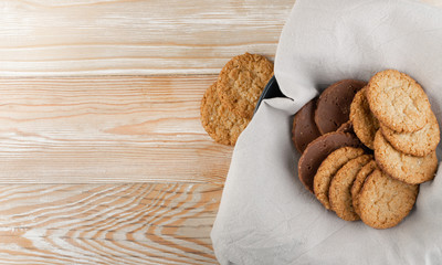 Thin Oatmeal Cookies, Healthy Cereal Crackers with Chocolate
