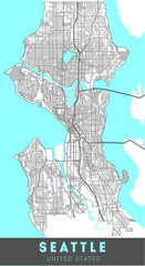 City map Seattle, travel poster design. Washington. - 285207711