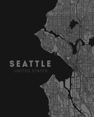 Seattle USA City Map in Retro Style. Outline Map. Illustration.