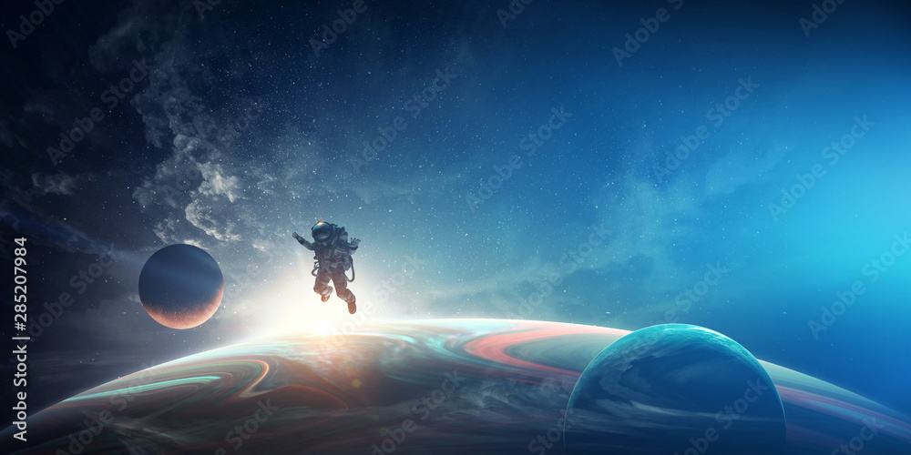 Canvas Prints astronaut in space costume in outer space. spacewalk