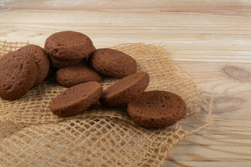 Soft Chocolate Butter Cookies With Chocolate Filling on Table