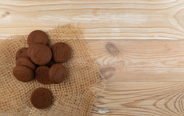 Soft Chocolate Butter Cookies With Chocolate Filling on Table