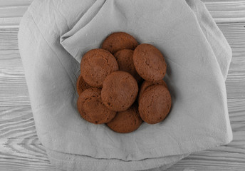 Soft Chocolate Butter Cookies With Chocolate Filling on Table
