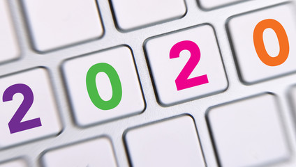 Year 2020 on the keyboard.
