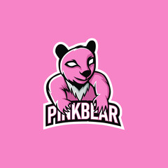 pink bear mascot logo. bear mascot for e-sports team
