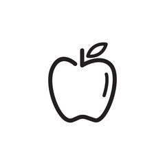 apple fruit icon in line art outline style, vector illustration