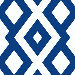 Arabesque Decorative Geometric Blue Lines Seamless Pattern