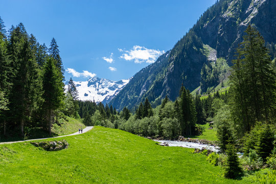Summer Alps mountain scenery on way to Stillup Valley, Austria, Tirol