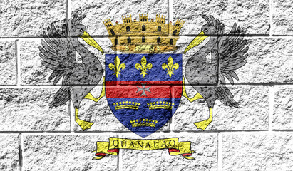 Flag of Saint Barthelemy close up painted on a cracked wall