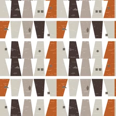 Behang Abstract geometrisch vector naadloos patroon geïnspireerd door moderne stoffen uit het midden van de eeuw. Eenvoudige vormen en lijnen in retro pastelkleuren en gestructureerde achtergrond. Knipmasker wordt gebruikt voor eenvoudige bewerking Eps10 © dinadankersdesign