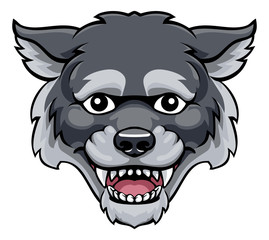 A wolf mascot friendly cute happy animal cartoon character