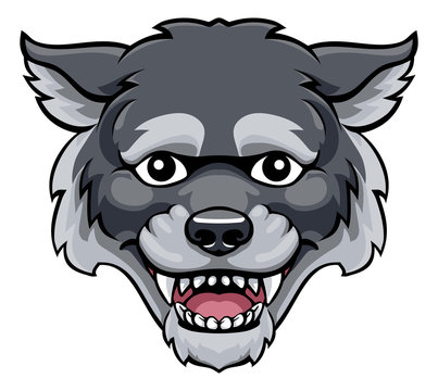 A wolf mascot friendly cute happy animal cartoon character
