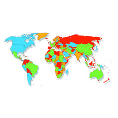 Colorful map of World. High detail political map with country names. Vector illustration.