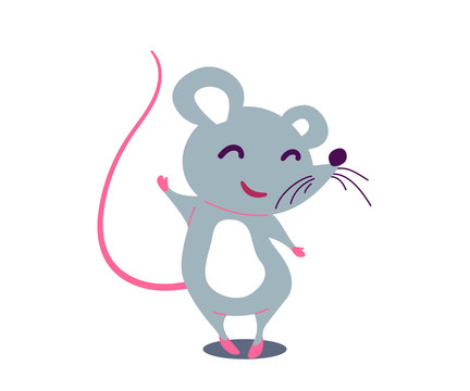 Cartoon cute rat in simple flat style. Vector illustration
