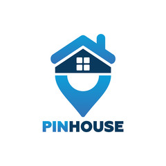 Pin House Logo Template Design Vector, Emblem, Design Concept, Creative Symbol, Icon