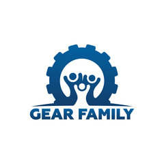 Gear Family Logo Template Design Vector, Emblem, Design Concept, Creative Symbol, Icon