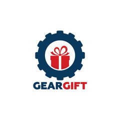 Gear Gift Logo Template Design Vector, Emblem, Design Concept, Creative Symbol, Icon
