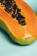 Close-up of sliced papaya fruit