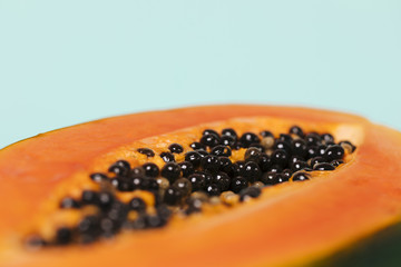 Front view of sliced papaya fruit