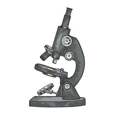 Old Microscope color sketch engraving vector illustration. Scratch board style imitation. Hand drawn image.