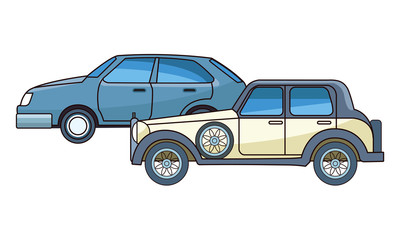 Vintage and classic with modern cars vehicles