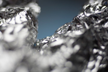 Crumpled aluminum foil abstract macro background high quality prints